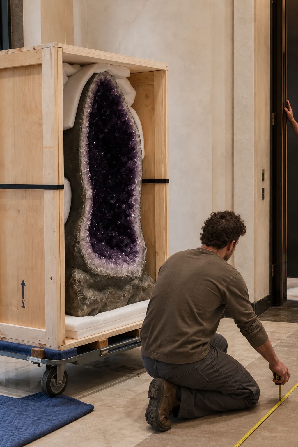 View a monumental amethyst being prepared